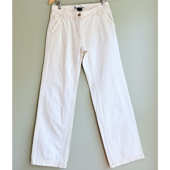 BODEN Wide Leg Cream Jeans Size 8 100% Cotton Mid Rise Casual Pants Neutral Prep - Picture 1 of 16